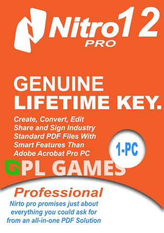 Nitro PDF Pro 12 Latest Genuine PDF Editing Software (Lifetime / 1 PC)