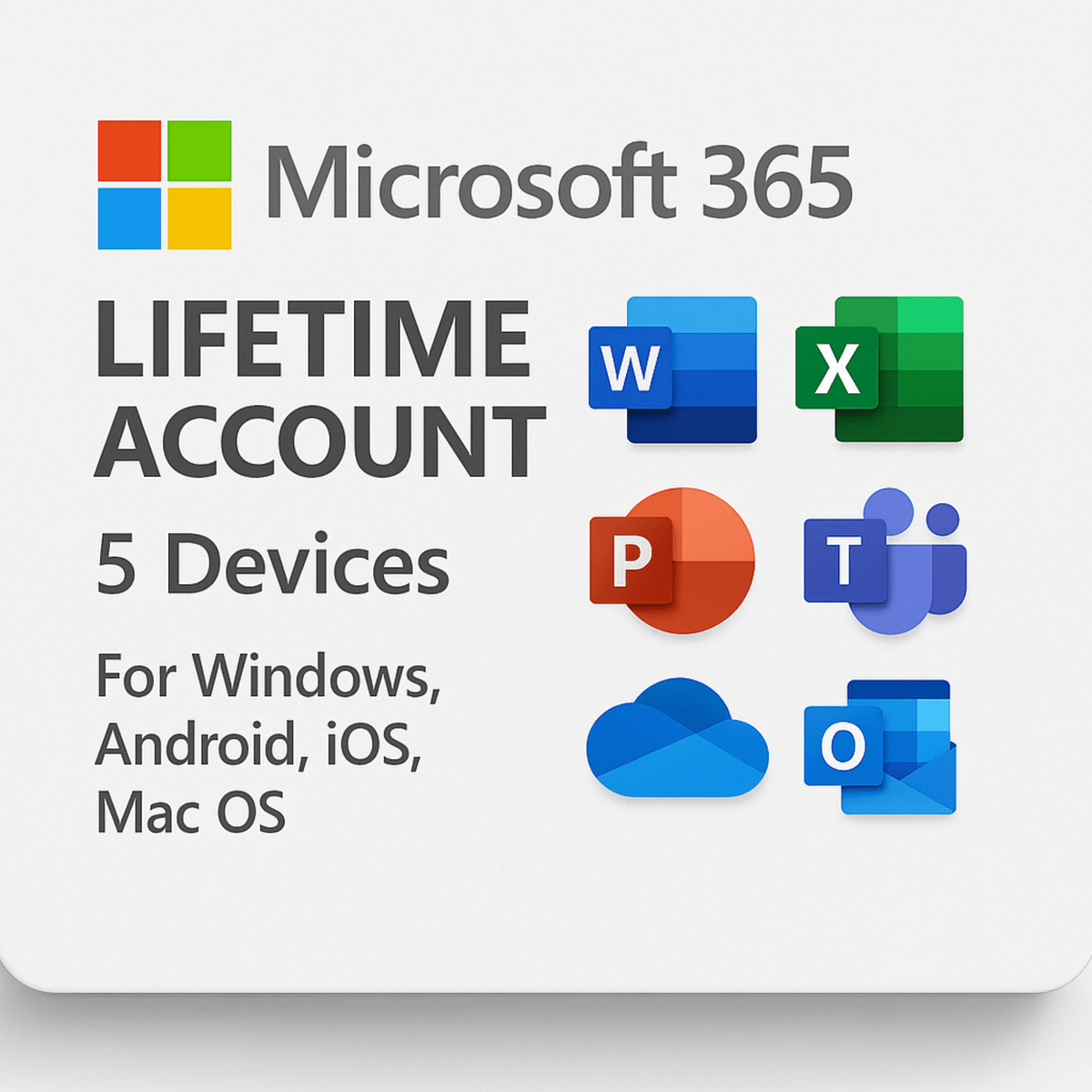 Microsoft Office 365 Lifetime Fresh Account (5 Devices - Windows, Android, iOS, MacOS, etc.) - GPL GAMES Store